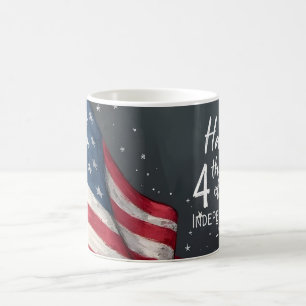 Mug Magic Joyeux 4 juillet Illustration artistique de drapea