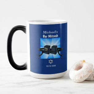 Mug Magic Joyeux Bar Mitzvah 20XX Tefillin Bleu Personnalisé