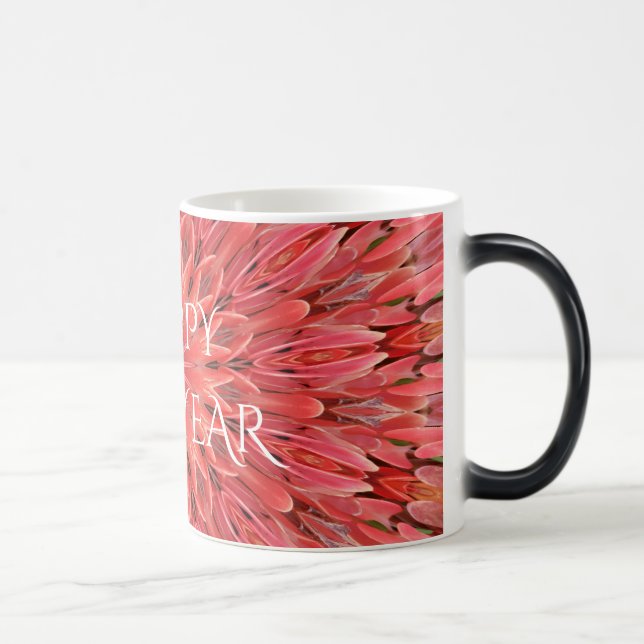 Mug Magic Kaleidoscope Design Fleur rouge Joyeux Texte du No (Droite)