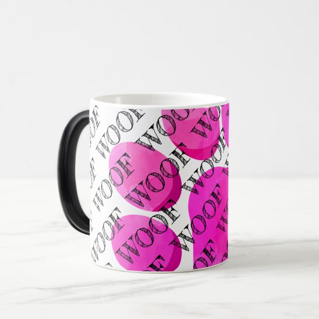 Mug Magic laine typographie chien rose empreinte de patte mo (Devant gauche)