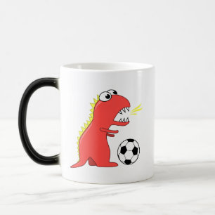 Mug Magic Le football drôle de dinosaure de bande dessinée
