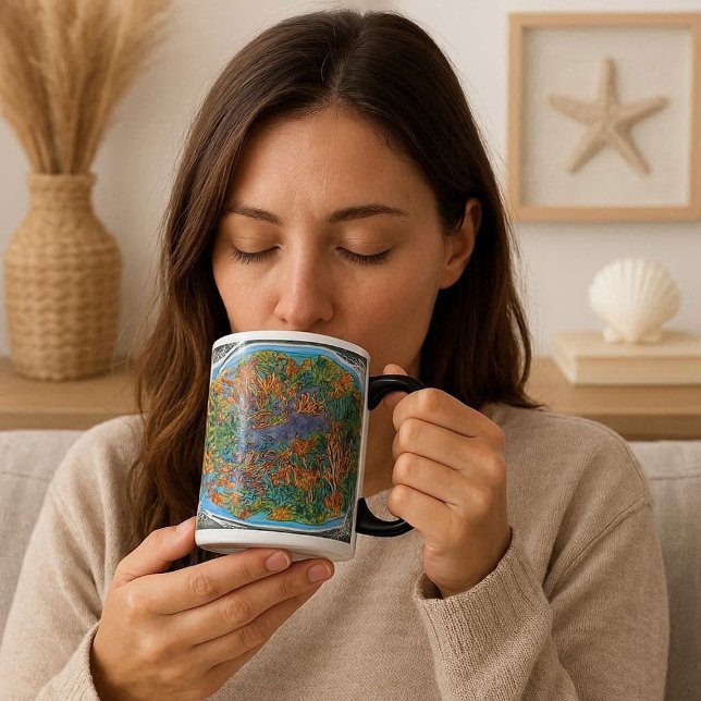 Mug Magic Le poisson dans l'art Abstrait océanique (Fish in the Ocean Abstract Art Color Morph Mug)