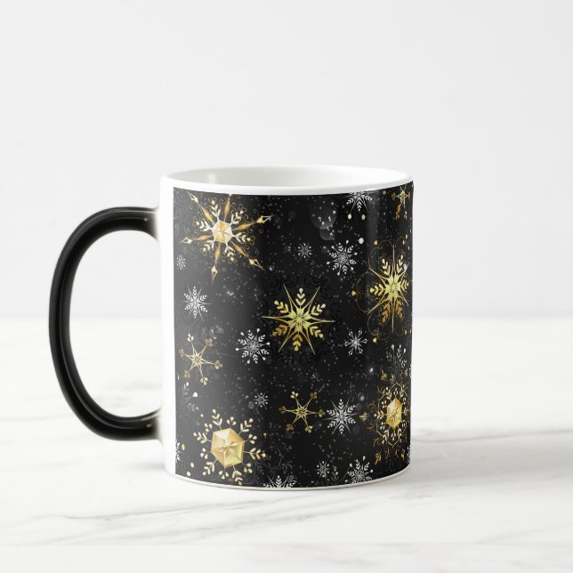Mug Magic Les flocons dorés de Noël sur l'Arrière - plan noi (Gauche)