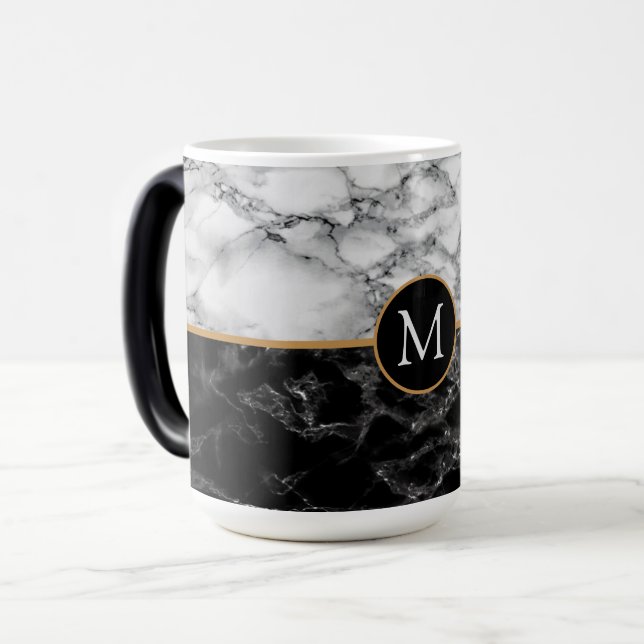 Mug Magic LETTRE FAUX MARBRE BLANC NOIR CAFÉ BOUGIE Personna (Devant gauche)