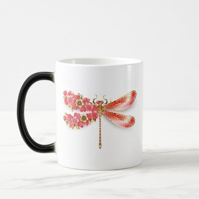 Mug Magic libellule de fleurs avec sakura de bijoux (Gauche)