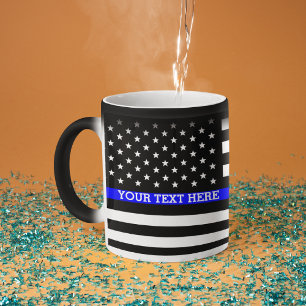 Mug Magic Ligne bleue mince - Drapeau américain personnalisé