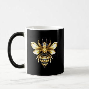 Mug Magic Logo Faux Gold Foil Bee Polygonal sur Noir