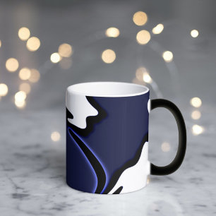 Mug Magic Lune bleue : Bleu Abstrait, Blanc & Noir