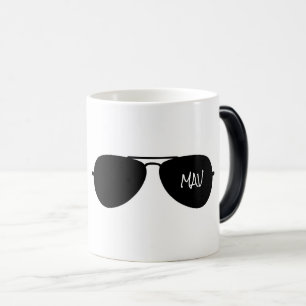 Mug Magic Lunettes de soleil de l'aviateur noir Nom du pilot