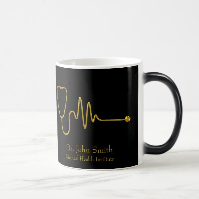 Mug Magic Luxury Gold Stethoscope ECG Wave EKG Line Medical (Droite)