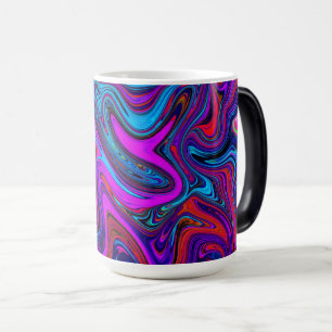 Mug Magic Magenta marbré, Art Abstrait bleu et rouge