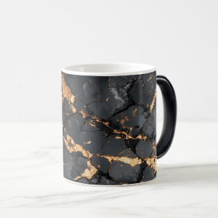 Mug Magic Marbre Noir Élégant avec Veines Dorées Art Moderne