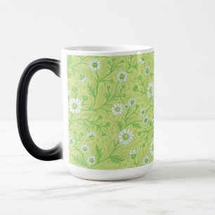 Mug Magic Marguerites en blanc et vert sur fond vert miel