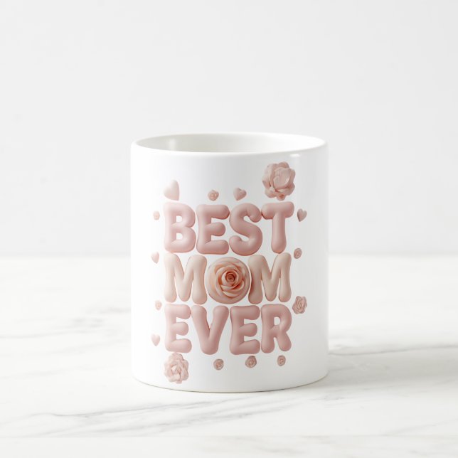 Mug Magic Meilleure Maman Ever Conception 3D Gonflée | Fleur (Centre)