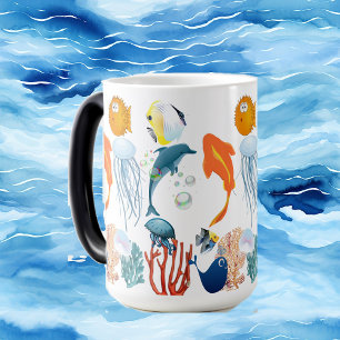 Mug Magic Mer tropicale Poissons colorés Marine Vie amusante