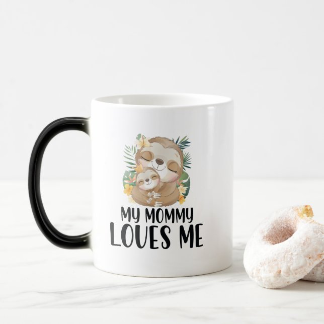 Mug Magic Mère et fentes de bébé Ma maman m'aime Tropical (Avec donut)
