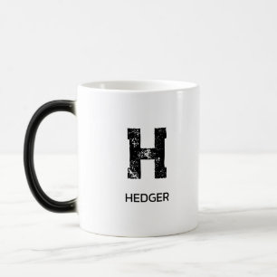 MUG MAGIC MINIMALISTE NOIR MONOGRAMME À UNE LETTRE NOM BLANC