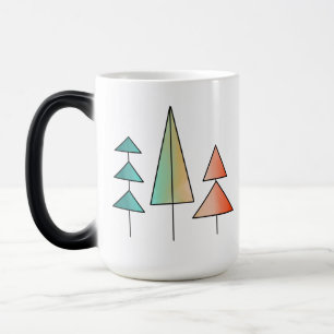 Mug Magic moderne arc-en-ciel arbres roses sarcelle simple m
