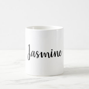 Mug Magic Moderne Minimaliste Blanc Noir Ajouter Votre Nom