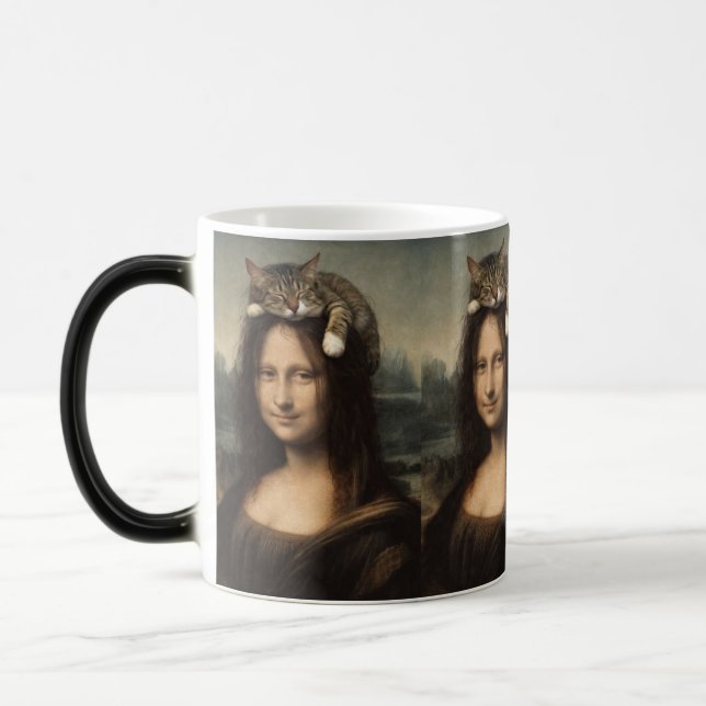 Mug Magic Mona Lisa avec chat endormi (Gauche)