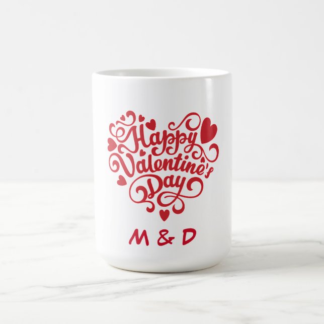 Mug Magic Monogramme personnalisé Heureuse Sainte-Valentin (Centre)