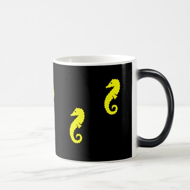 Mug Magic Morphing d'hippocampe de Glow_Yellow d'océan (Droite)