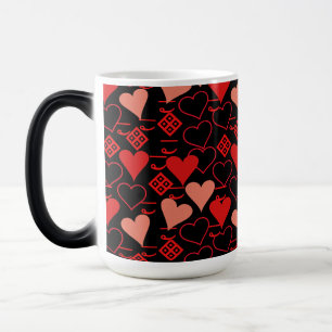 Mug Magic Motif de coeur rose, rouge et noir Valentine