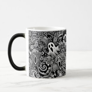 Mug Magic Motif de doodle Halloween complexe avec Symbo fonc