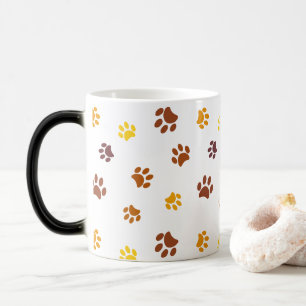 Mug Magic Motif Empreintes de Patte Jaune Orange Marron