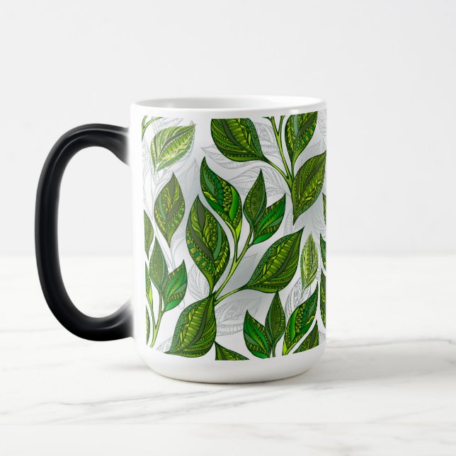 Mug Magic Motif sans couture avec Feuilles de thé vert (Gauche)