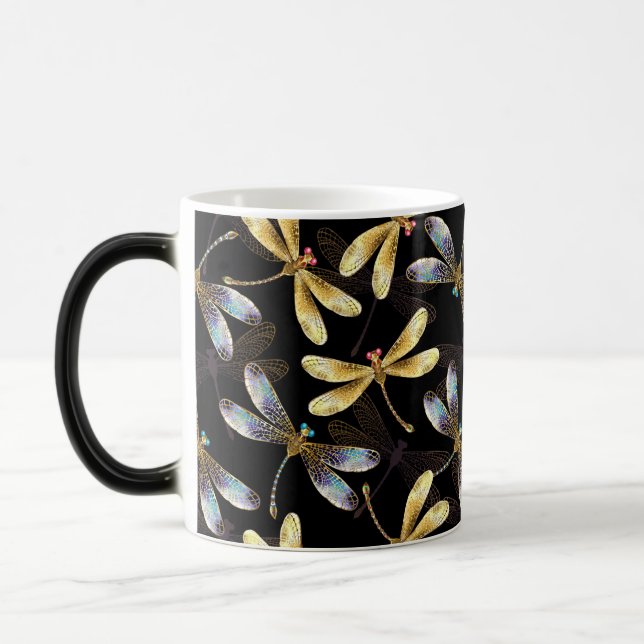 Mug Magic Motif sans couture avec libellules d'or (Gauche)