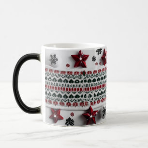Mug Magic Motif tricot nordique rouge et vert classique 