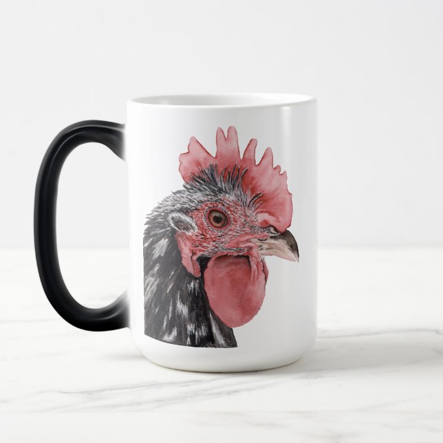 Mug Magic Musique à coq noir gras aquarelle (Gauche)