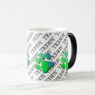 Mug Magic Nom de l'animal Texte Motif Colorful Paws Moderne 