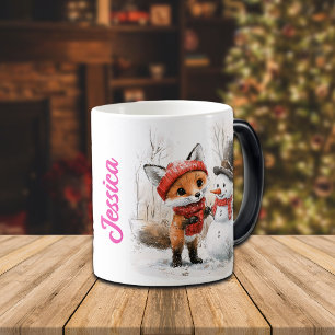 Mug Magic Nom personnalisé Baby Fox et Snowman
