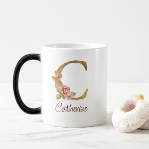 Mug Magic Nom personnalisé Blush Rose Gold Foncé Lettre C
