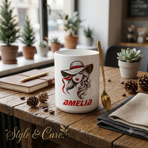 Mug Magic Nom personnalisé Mode Dame Silhouette Design