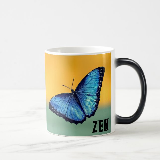 Mug Magic Papillon bleu Morpho Monogramme Lettre de nom (Droite)