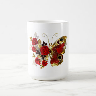 Mug Magic Papillon de fleurs rouges aux roses rouges