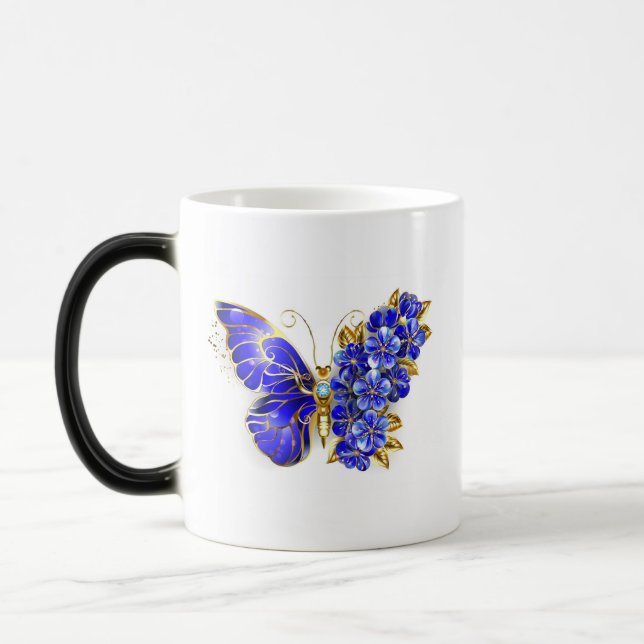 Mug Magic Papillon saphir à fleurs (Gauche)