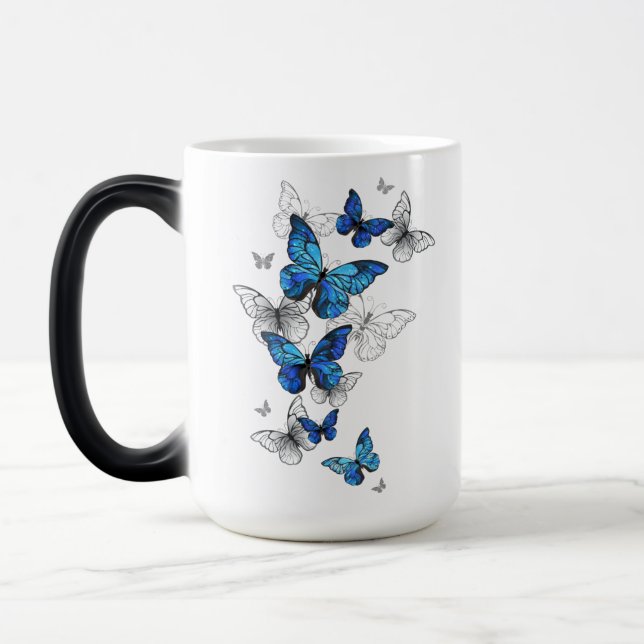 Mug Magic Papillons volants bleus Morpho (Gauche)
