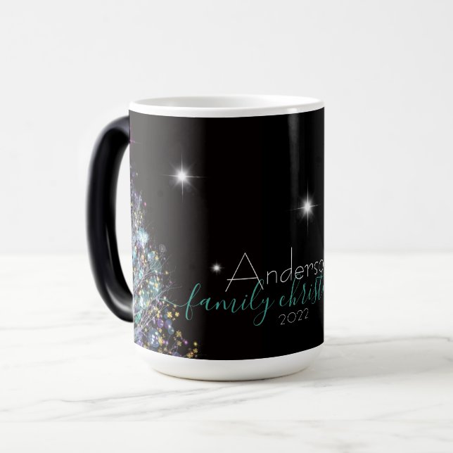Mug Magic Pastel de Noël familial personnalisé (Devant gauche)
