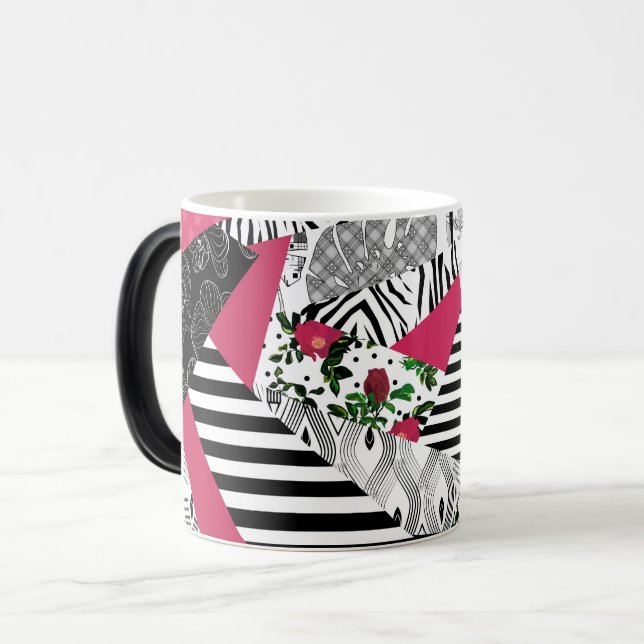 Mug Magic patchwork rouge, populaire, coussin de jet patchwo (Devant gauche)