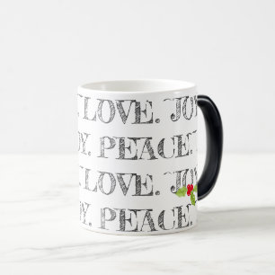 Mug Magic Peace Love Christmas Holly Festive Holiday