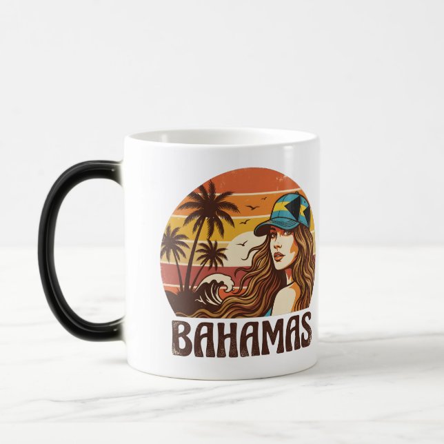 Mug Magic Personalized Photo Retro Bahamas Tropical Beach    (Gauche)