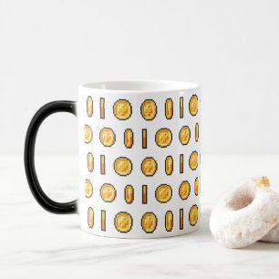 Mug Magic Pièce d'or de jeu vidéo en style pixel 8 bits