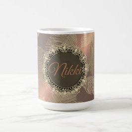 Mug Magic Plumes chic sur Rose or Personnalisé