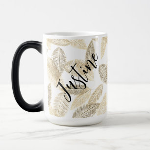 Mug Magic Plumes d'or chic sur personnalisées