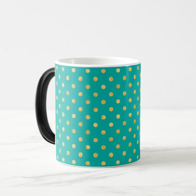 Mug Magic Pois élégant - menthe et Or (Devant gauche)