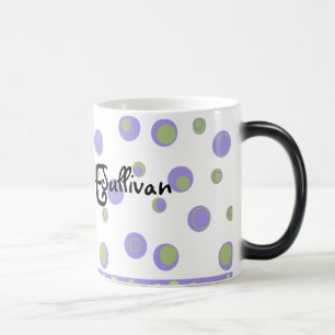 Mug Magic Pois vert violet Monogramme
